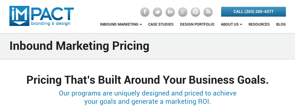IMPACT pricing page
