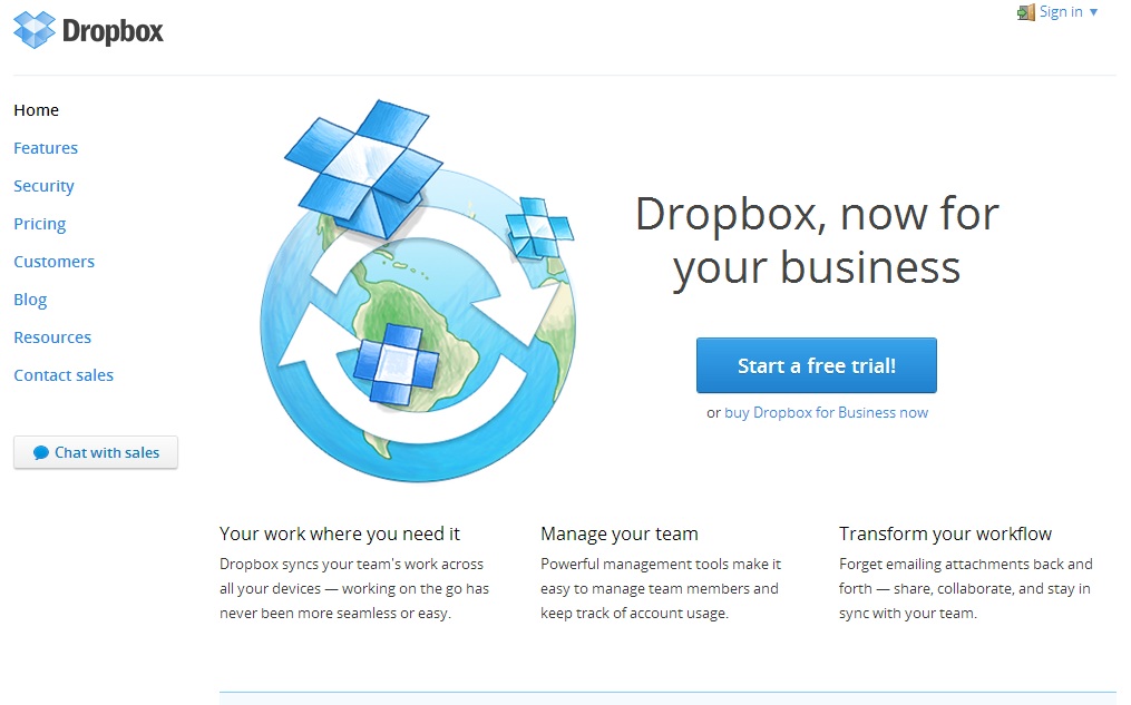 Dropbox Secondary CTA