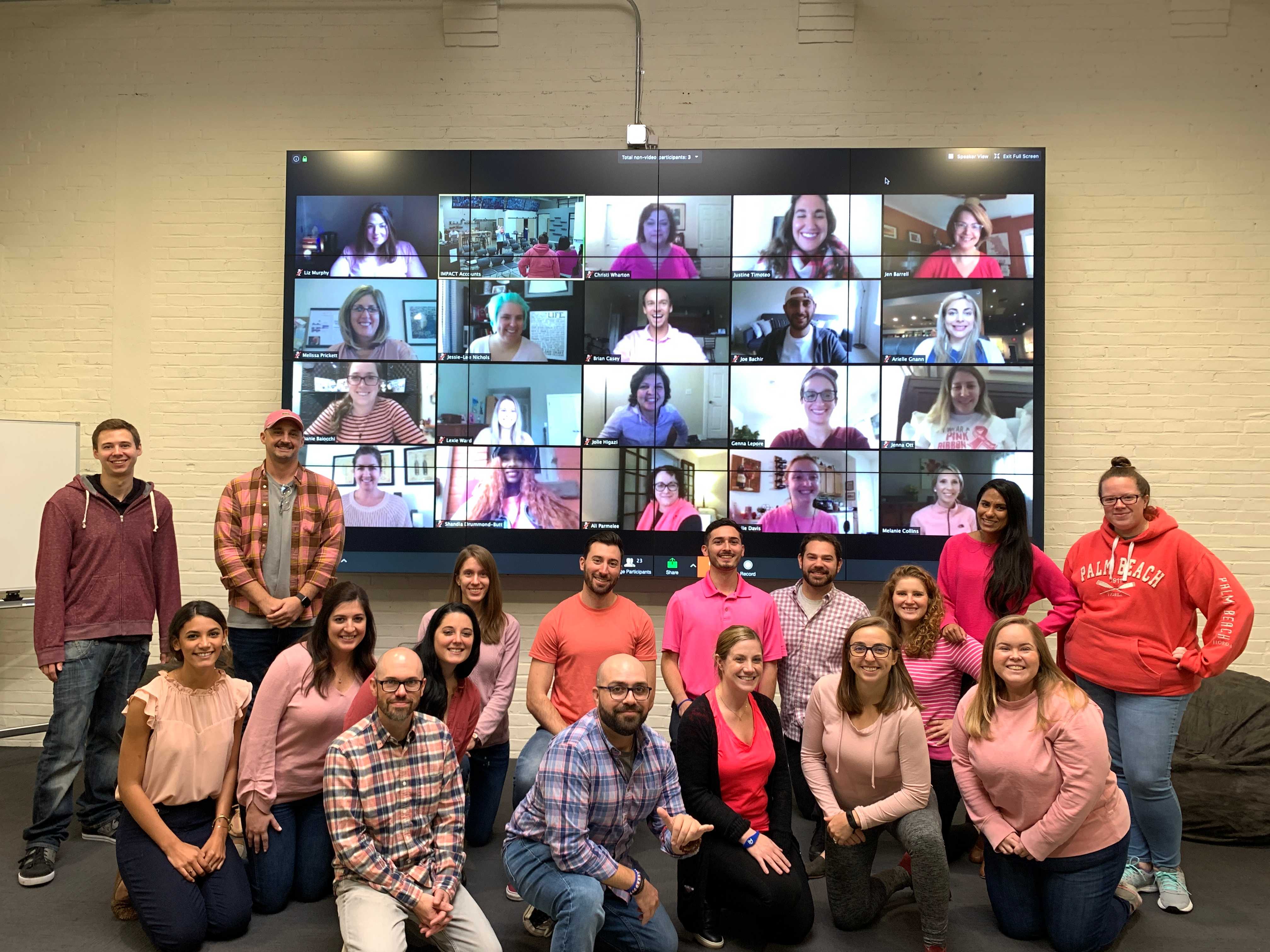 Group of people wearing pink