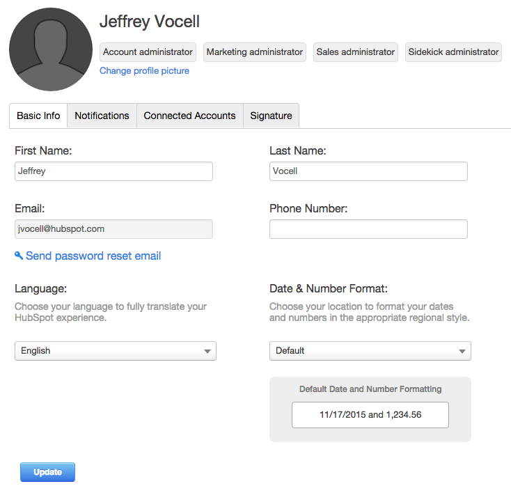 HubSpot-Profile-and-Language-Setting