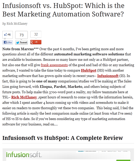 Infuionsoft vs HubSpot article
