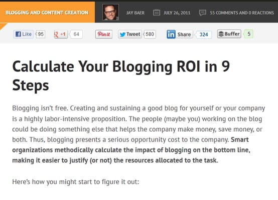 Jay Baer Blogging ROI
