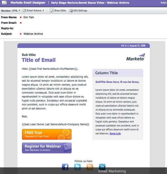 Marketo Email Template