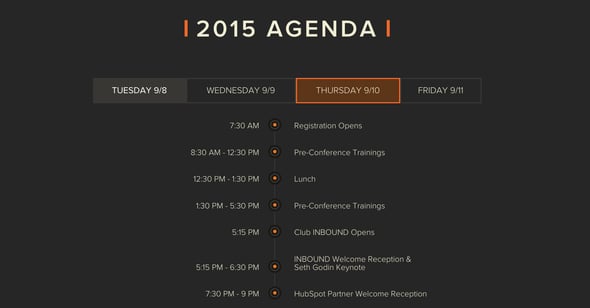 Inbound 2015 Agenda