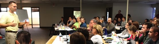 A photo taken at the first true "content marketing workshop" I ever gave to the great folks of Block Imaging.