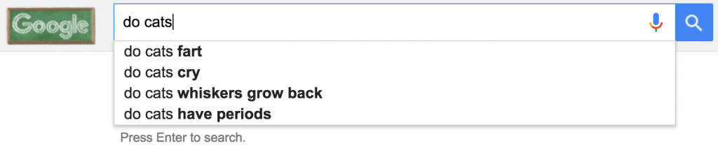 google autocomplete for "do cats"