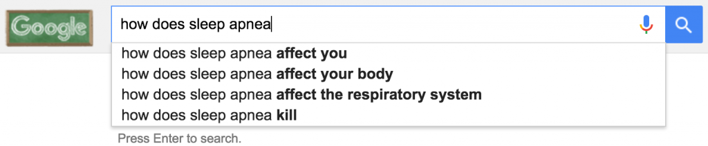 google autocomplete for "how does sleep apnea"