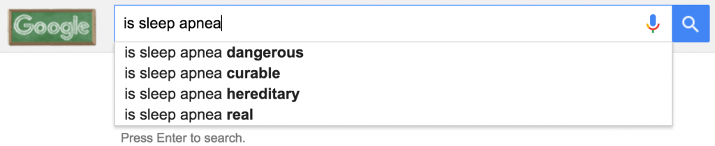 google autocomplete for "is sleep apnea"