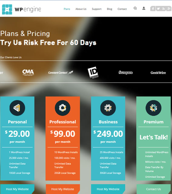 Whether you put your actual prices or not on your website is up to you, but no matter what, the subject must be addressed. In this photo, we see a snippet of the great pricing page from WPEngine.