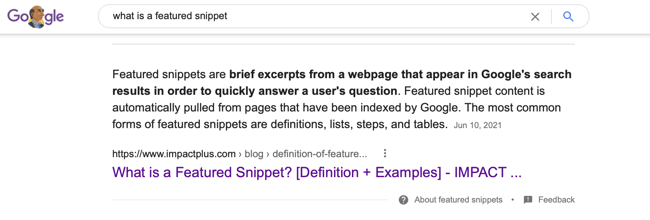 SEO guide - featured snippet