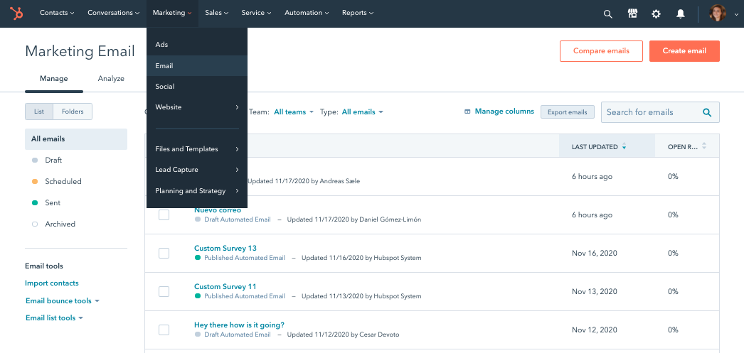 HubSpot Marketing Hub Marketing Tools