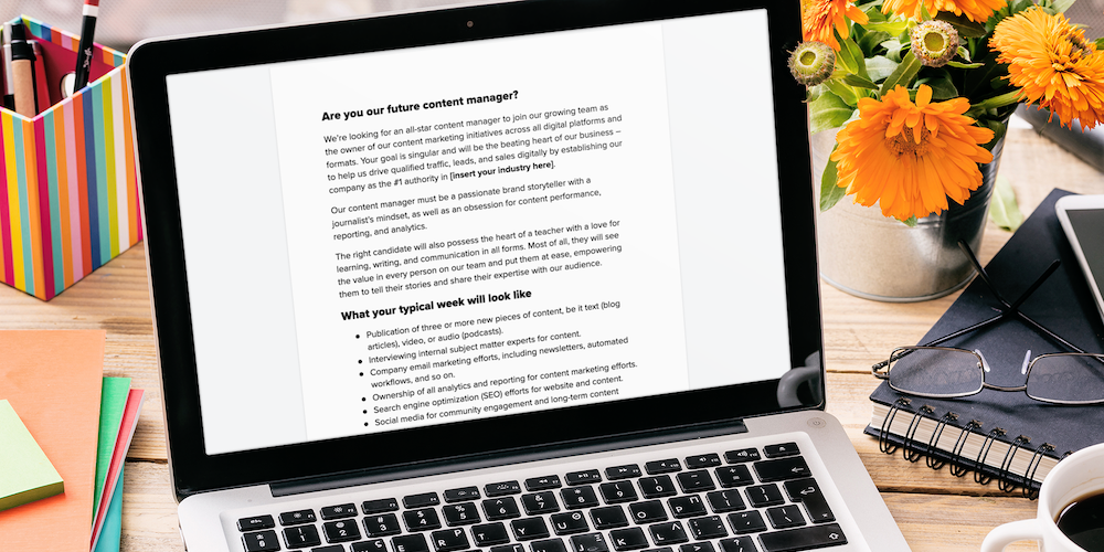 Content manager job description for marketing teams (all industries)