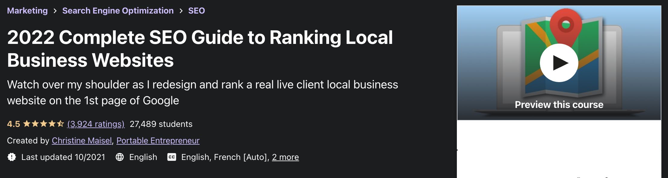 Best Marketing Courses on Udemy Complete SEO Guide to Ranking Local Business Websites