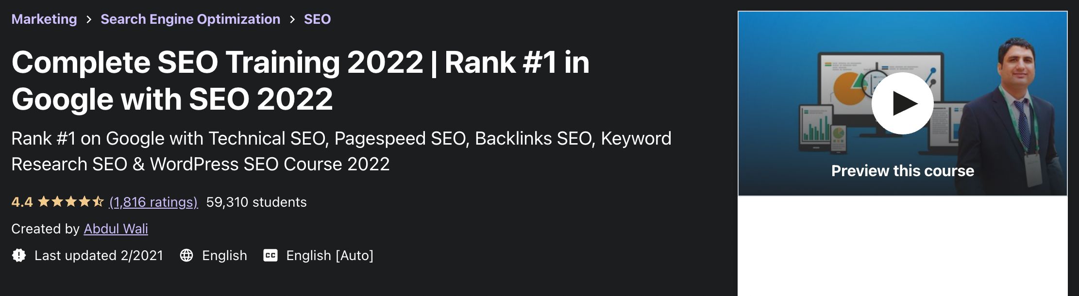 Best Marketing Courses on Udemy Complete SEO Training