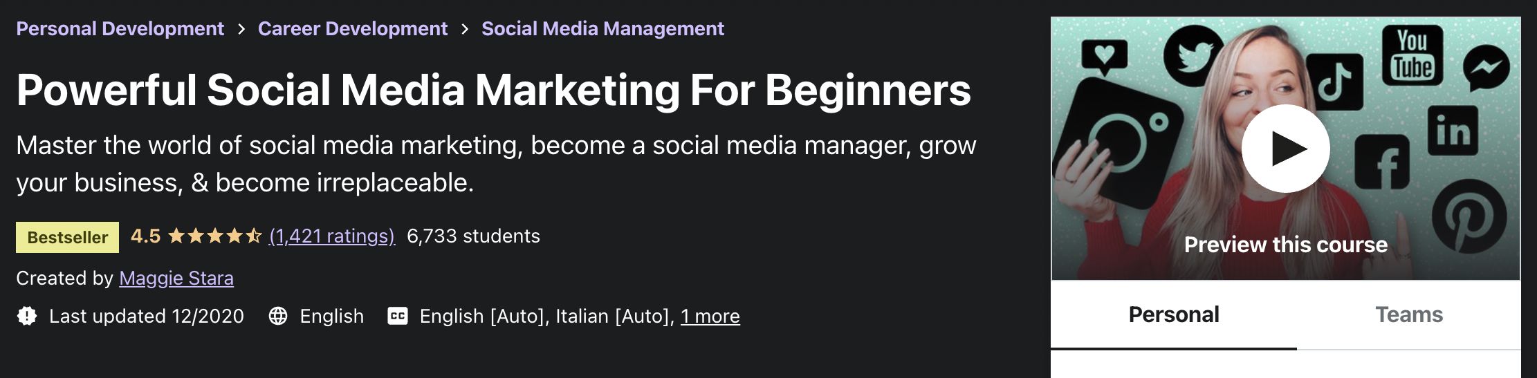 Best Marketing Courses on Udemy Powerful Social Media Marketing for Beginners