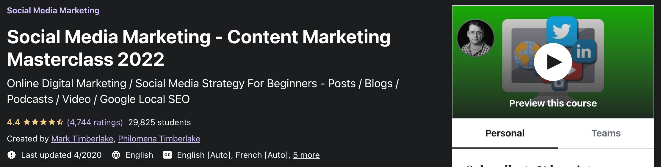 Best Marketing Courses on Udemy Social Media Marketing Content Marketing Masterclass