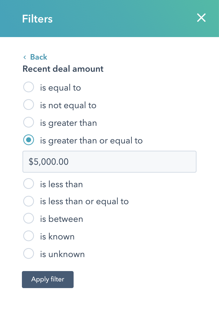 Sorting deals by value