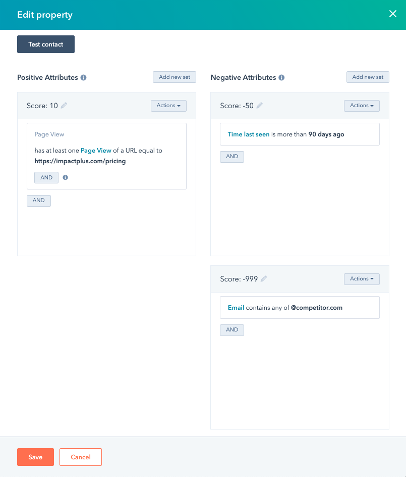 Setting HubSpot lead scoring property
