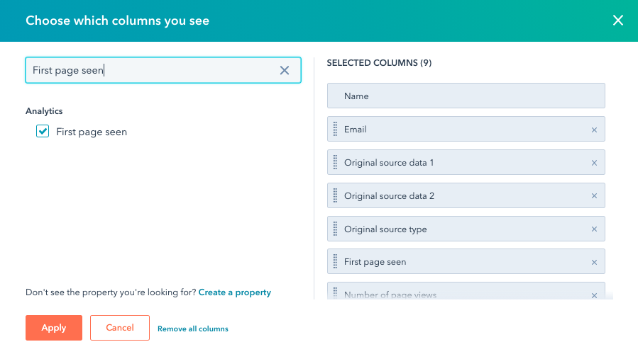 HubSpot adding first page seen