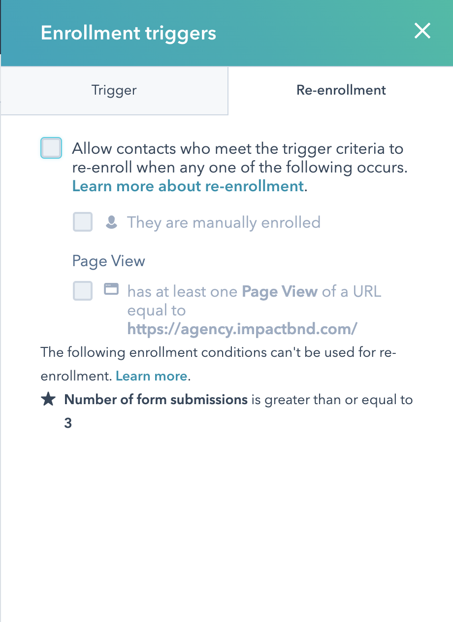 Re-enrollment triggers