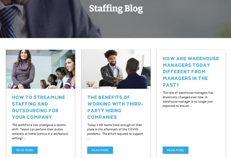 Inbound marketing example Allegiance staffing blog
