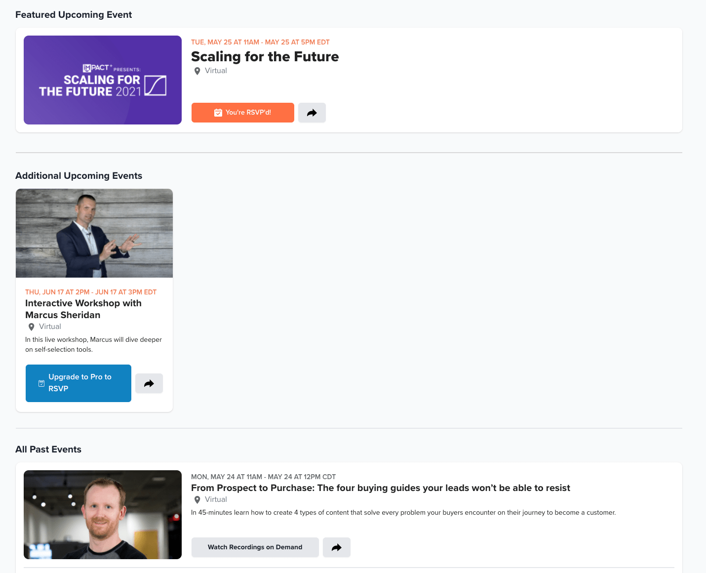 IMPACT+ Events Page