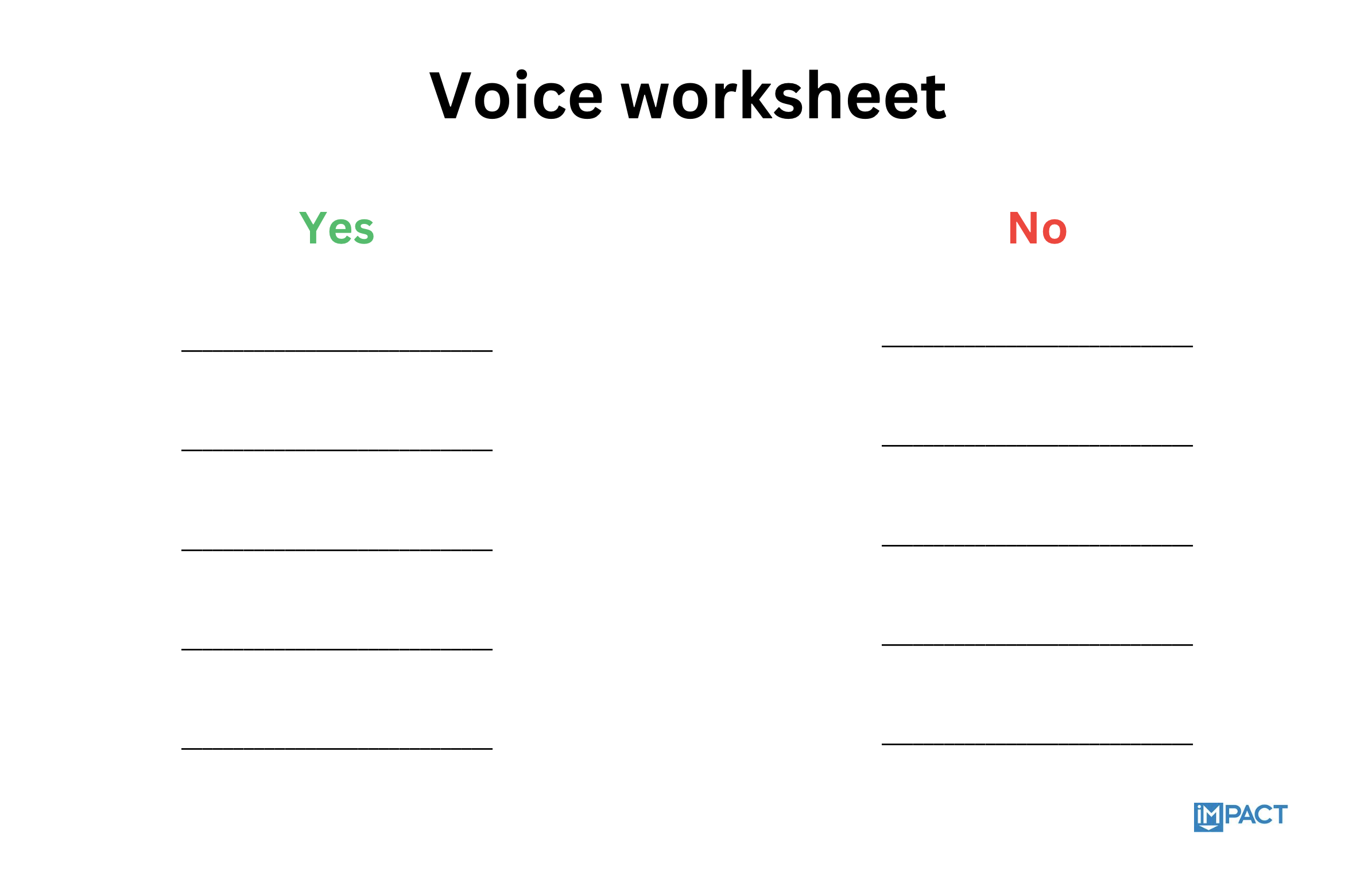 Voice worksheet