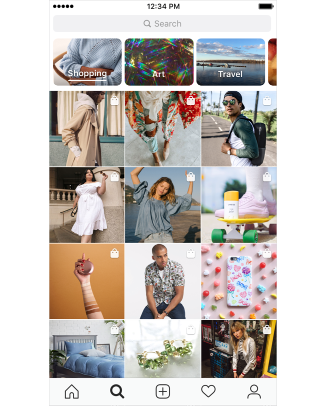 Instagram Explore Shopping Tab