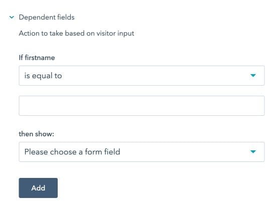 Setting up smart forms in HubSpot dependant fields
