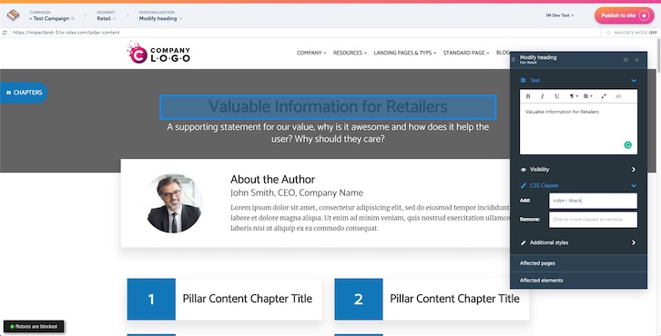RightMessage Segmentation and Personalization Visual Editor