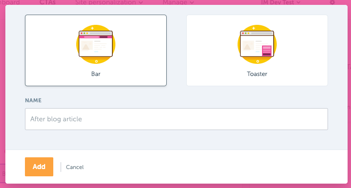 RightMessage CTA Presentation Types