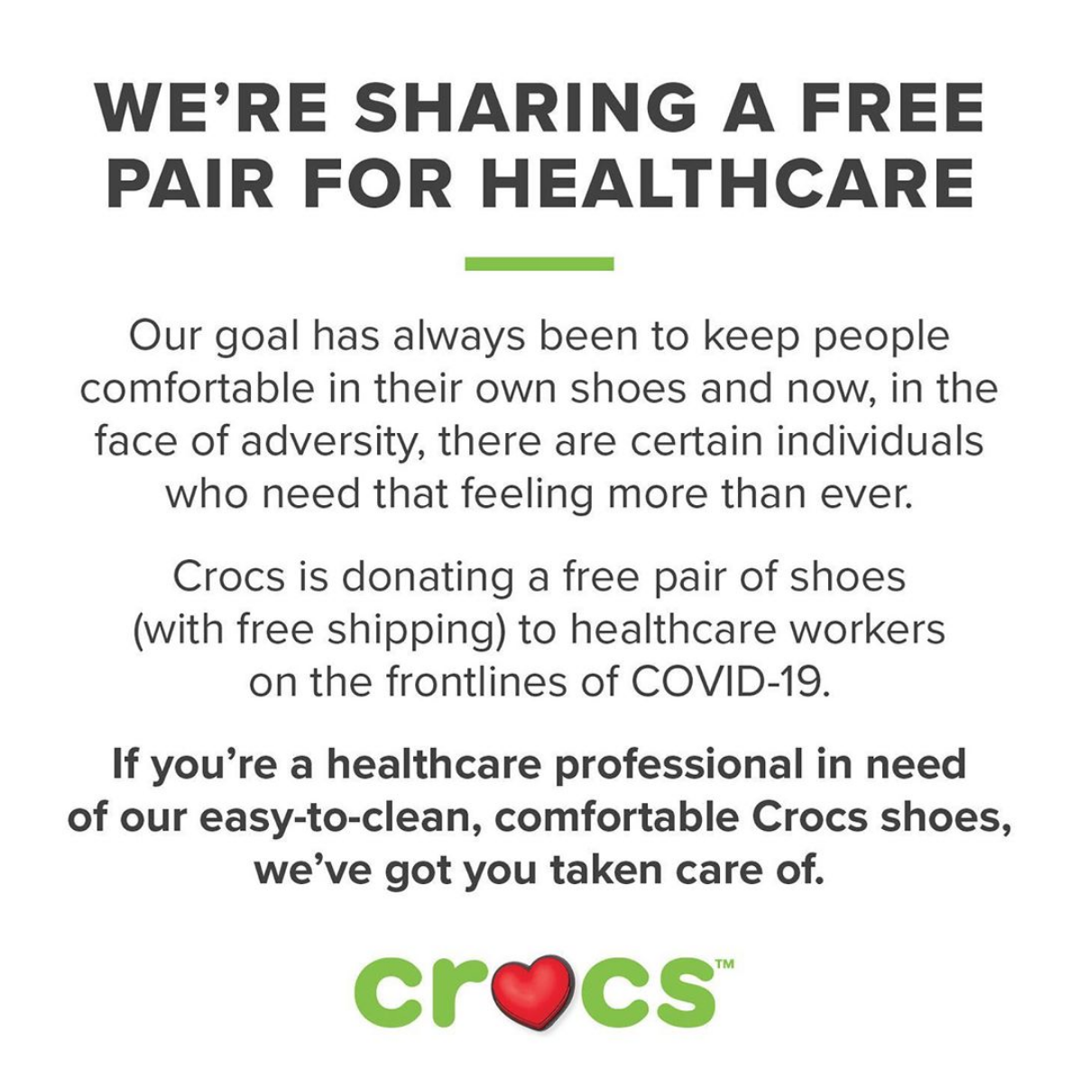free crocs for medical professionals