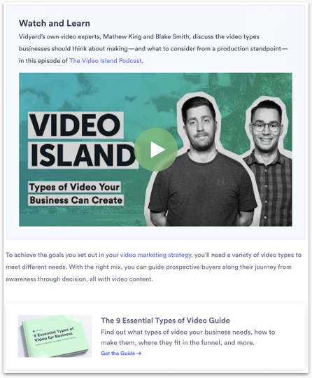 Vidyard content marketing example